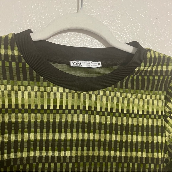 Zara Green and Brown Patterned Shirt Size Small - Picture 5 of 5